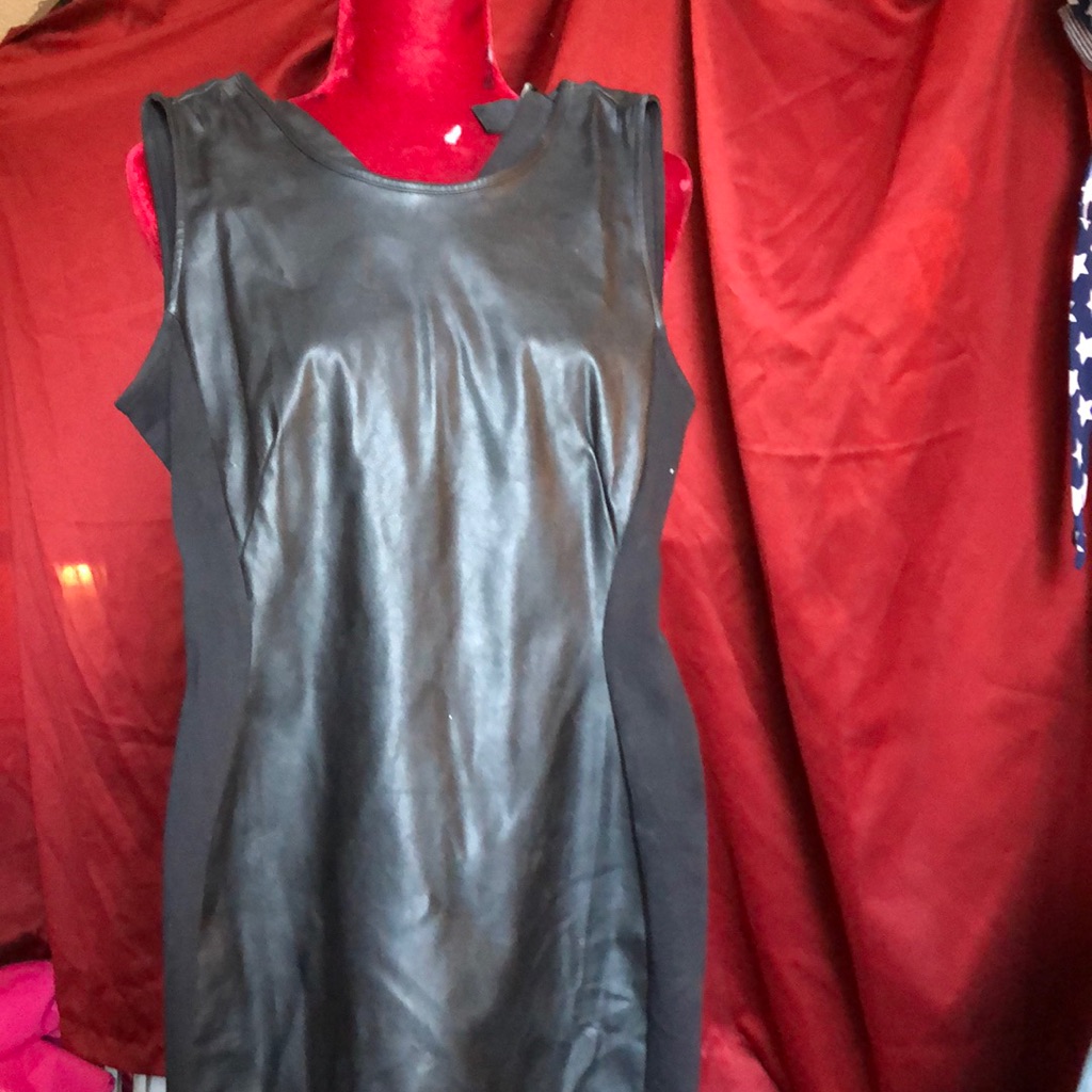 Faux Leather Form Fitting Dress